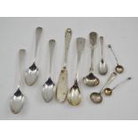 A COLLECTION OF MISCELLANEOUS HALLMARKED SILVER COFFEE AND CONDIMENT SPOONS combined weight 101g