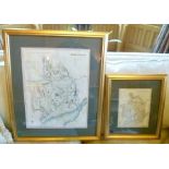 TWO LATE 19TH CENTURY MAPS OF MONMOUTHSHIRE, hand coloured, both in gilt frames, mounted and glazed,