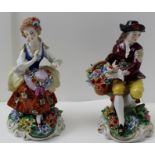 TWO PAIRS OF LATE 19TH CENTURY SITZENDORF PORCELAIN FIGURINES depicting gardeners and their ladies