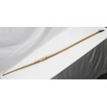 A PRITCHARD OF MERIDEN LAYERED TIMBER LONG BOW, carved horn tips, 181cm high