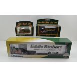 THREE "EDDIE STOBART" LIVERY LORRY MODELS, in original boxes, includes a Corgi classics Bedford S