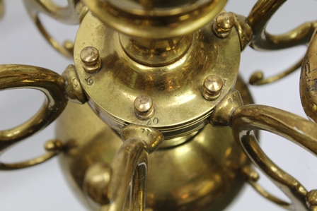 A DUTCH DESIGN BRASS CEILING CHANDELIER, six branch design approximately 47cm high - Image 3 of 4
