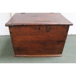 A LATE 19TH CENTURY STAINED PINE BOX with hinged cover