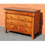 A 19TH CENTURY PROBABLE CENTRAL EUROPEAN BIEDERMEIER DESIGN CHEST having rectangular marble top over