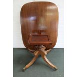 A 19TH CENTURY MAHOGANY BREAKFAST TABLE, snap top on turned stem and four outswept supports with