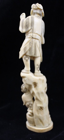 TWO JAPANESE MEIJI PERIOD IVORY CARVINGS, each depicts two people, one with a musician, the other - Image 3 of 6