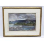 A.B. MITCHELL "Extensive Lake and Mountain scene". Watercolour painting, signed and dated 1884, 39cm