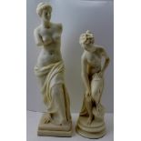A MODEL OF THE VENUS DE MILO, 42cm high, together with one other classical design statue (2)