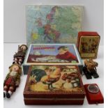 A LATE VICTORIAN BLOCK PUZZLE, in original box, together with jigsaws and various toys