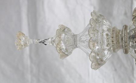 A GLASS CEILING CHANDELIER, possibly Murano, with gilded fronds, approximately 62cm - Image 6 of 7