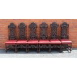 A SET OF SIX ANGLO-DUTCH HIGH BACK OAK DINING CHAIRS OF 17TH CENTURY DESIGN, having pierced and