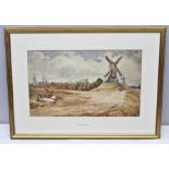 EDMUND MORISON WIMPERIS, RBA, RI (1835-1900) "Windmills", landscape with distant town, Watercolour