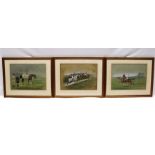 HARRINGTON BIRD "Before the Race", "At the Start" and "Jumping a Ditch". Three watercolours,