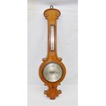 A "NEGRETTI & ZAMBRA" OF LONDON WHEEL BAROMETER, mahogany cased, silvered dial, 20cm fitted