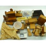 A COLLECTION OF DOLLS HOUSE FURNITURE includes the kitchen sink, bathroom suite etc. 1950's