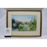 PETER RICHMOND "Lapworth Lock" Watercolour study, signed, 34cm x 53cm, in decorative double mount