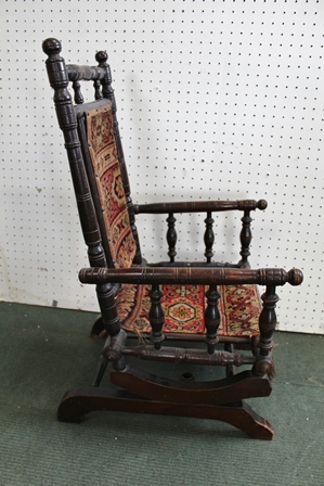 A CHILD'S AMERICAN DESIGN ROCKING CHAIR, with Turkey style upholstered seat and back - Image 2 of 4