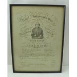 A 19TH CENTURY ENGRAVED CERTIFICATE "ROYAL SHAKESPEAREAN CLUB", established at The Falcon Inn, 1824,