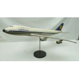 A "SKYLAND MODELS" PLASTIC WINDOW DISPLAY MODEL "Lufthansa" livery Boeing 747 Airliner on stand,