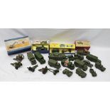 A SELECTION OF DIE-CAST MILITARY VEHICLES, the majority by Dinky, some in original packaging