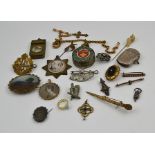 A COLLECTION OF JEWELLERY AND OTHER ITEMS including; a yellow metal watch chain, an 1850's brooch