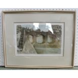 VALERIE THORNTON "The Loire at Vendome" a limited edition etching, signed and dated 86, numbered 126