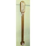 A MAHOGANY BACKED MERCURIAL STICK BAROMETER THERMOMETER by Blatt of Brighton