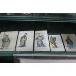 A SELECTION OF VINTAGE PROBABLE HAND COLOURED PRINTS, depicting costumes of the world