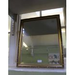 A MODERN GILT FRAMED RECTANGULAR BEVELLED PLATE WALL MIRROR