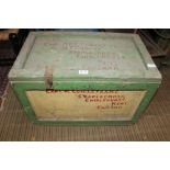 A WOODEN TRAVELLING CHEST stencilled with the name of military owner