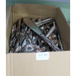 A BOX CONTAINING A LARGE SELECTION OF CUTLERY VARIOUS