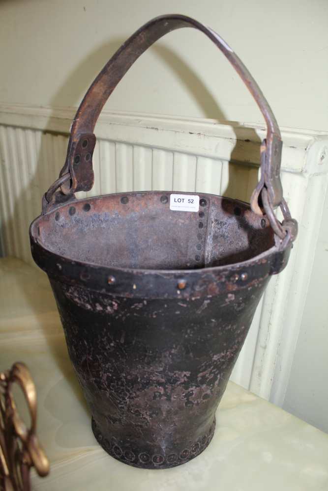 AN ANTIQUE LEATHER FIRE BUCKET