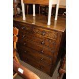 A WELL MADE REPRODUCTION OAK SIX DRAWER CHEST, with two carved inline drawers and four graduating