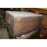 A WOODEN BOX CHEST originally for tools