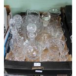 A SELECTION OF DOMESTIC GLASSWARE to include a selection of stemmed cut bowled sherry glasses