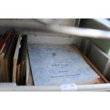 A CRATE CONTAINING A SELECTION OF PRINTED EPHEMERA VARIOUS