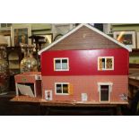 A 1970s DOLL'S HOUSE together with a box of scratch built DOLL'S HOUSE FURNITURE