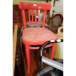 A MODERN RED PAINTED BENTWOOD CAFE STYLE CHAIR