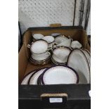 A BOX CONTAINING A SELECTION OF AYNSLEY LEIGHTON PATTERNED TEA & DINNER WARES