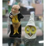 A ROYAL DOULTON FIGURINE OF MR PICKWICK, together with a Royal Worcester Owl candle snuffer