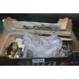 A BOX FULL OF COLLECTABLES VARIOUS, to include; fishing lures, printed ephemera etc.