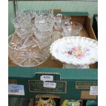 A BOX CONTAINING A SELECTION OF DOMESTIC GLASSWARE, to include; sundae dishes and a floral fluted