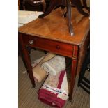 A 19TH CENTURY MAHOGANY PEMBROKE STYLE TABLE, fitted with a single cutlery drawer with opposing