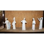 FIVE LLADRO PORCELAIN FIGURINES OF CHILDREN AT BEDTIME