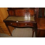 A REPRODUCTION MAHOGANY FINISHED BONHEUR-DU- JOUR, having triple shelved and twin doored upstand