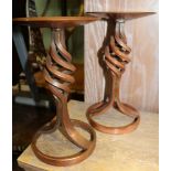 A PAIR OF ROBERT WELCH DRYAD FOUR STRAND OPEN TWIST COPPER FINISH CANDLESTICKS