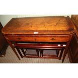 A 19TH CENTURY MIXED WOOD FOLDOVER CARD TABLE, with deep rosewood crossbanding, supported on four