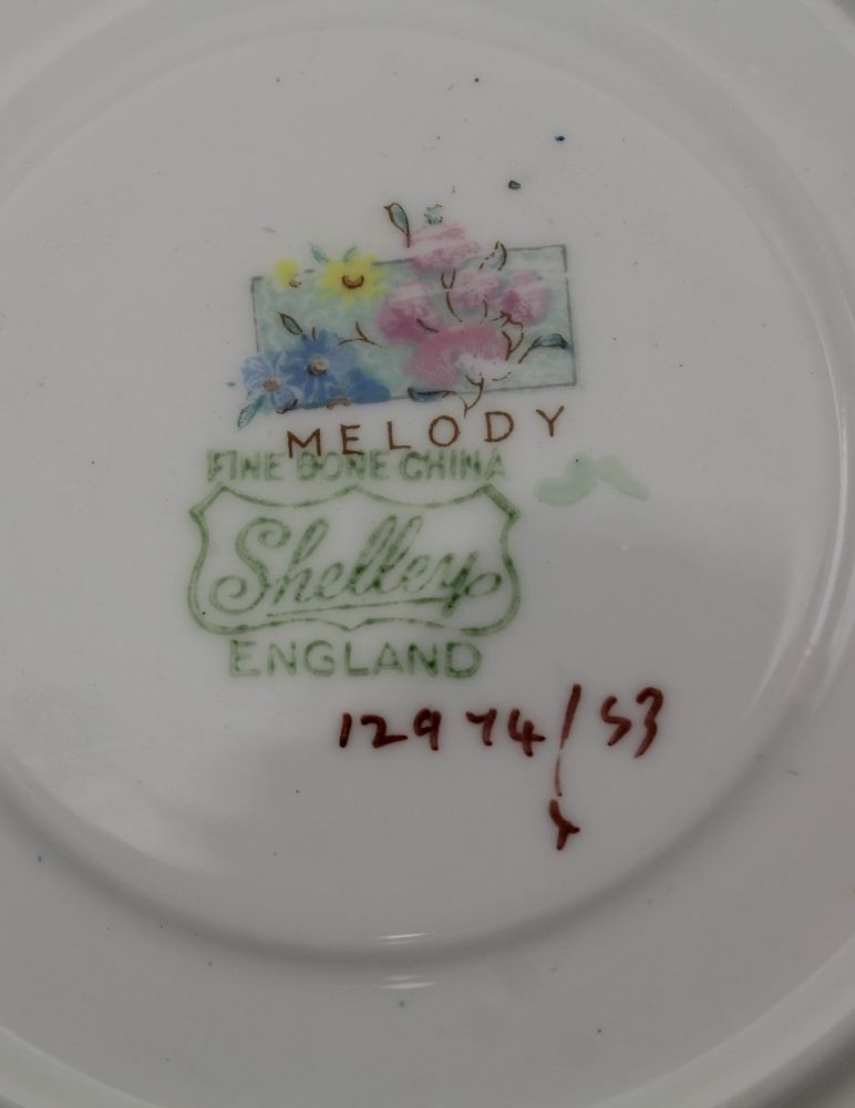 A "SHELLEY" MELODY PATTERN TEA SET FOR SIX, comprising; serving dish, six tea plates, six saucers, - Image 5 of 5