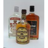 CHIVAS REGAL Scotch Whisky 13 1/3 fl.oz. bottle SMIRNOFF Vodka, 1 x 13 1/3 fl.oz. bottle CAPTAIN