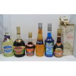A SELECTION OF VINTAGE COCKTAIL MAKERS; Bols Apricot Liqueur, Cusenier Anisette, Cusenier Creme de